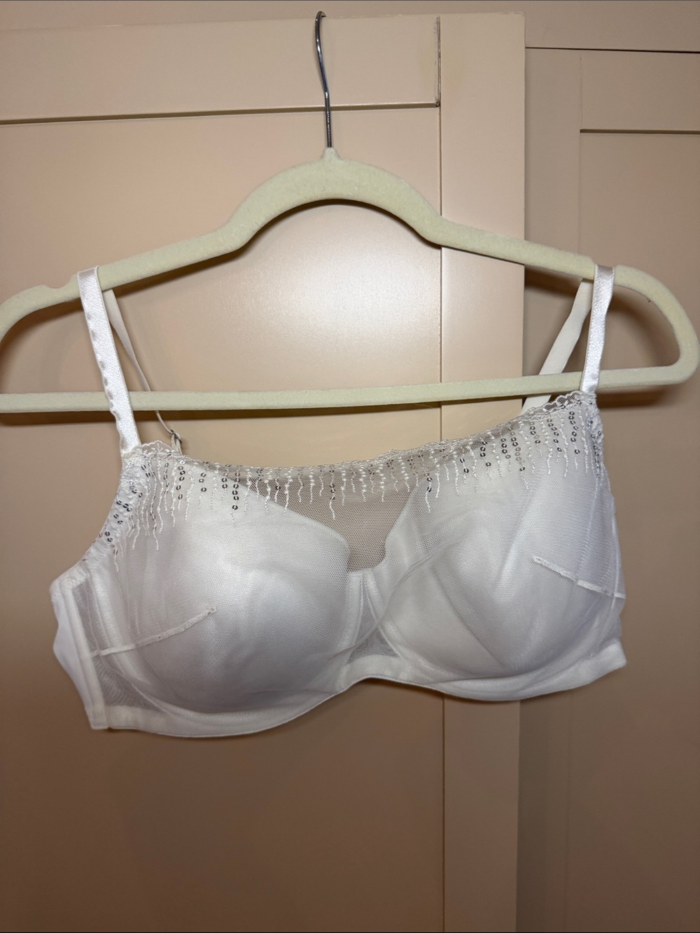 Soma White Embellished Balconette Bra